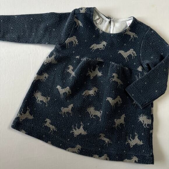 Baby Girl Sparkle Unicorn Long Sleeve Dress Sz 6-9 Months